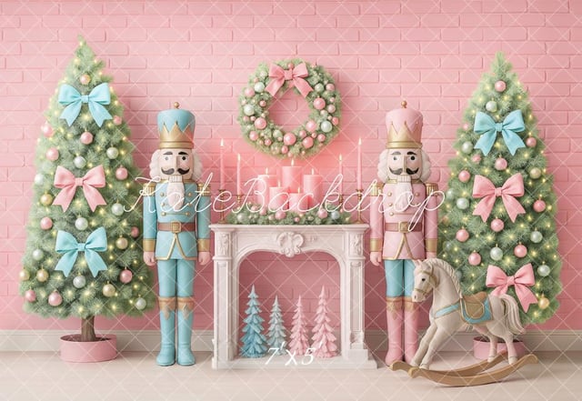 Kate Christmas Tree Nutcracker Horse Fireplace Backdrop Designed by Ashley Paul