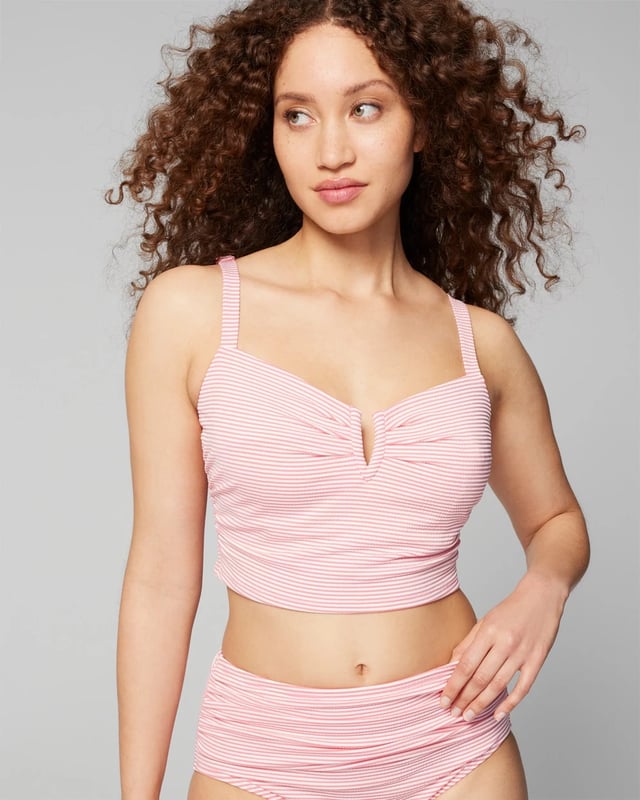 Seersucker V-Wire Cropped Bikini