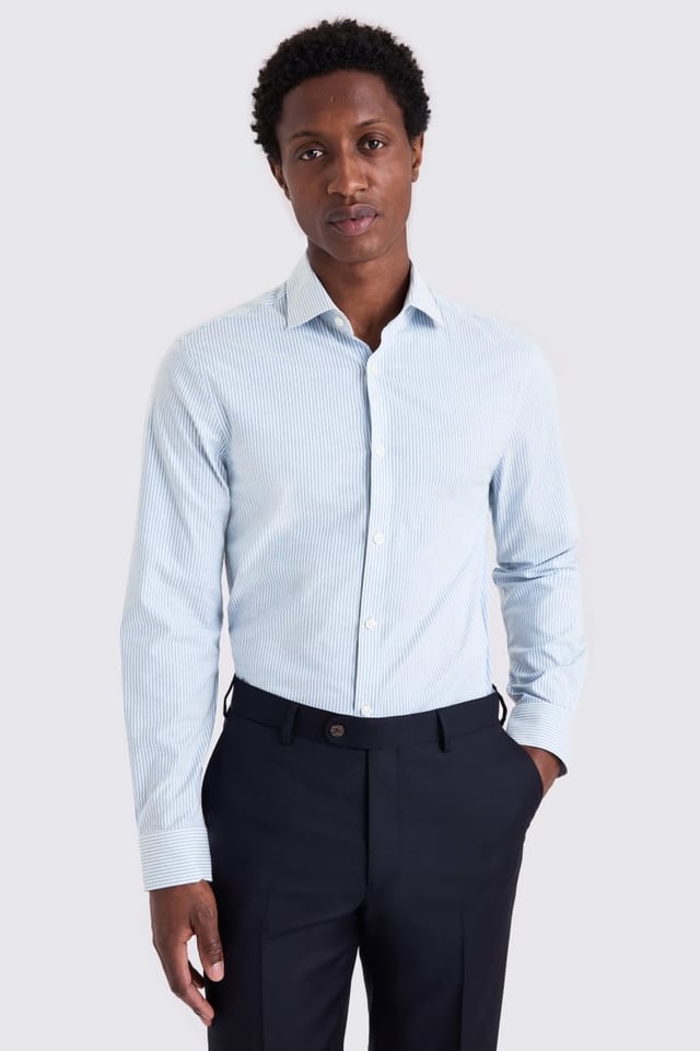 Slim Fit Sky Oxford Stripe Stretch Shirt