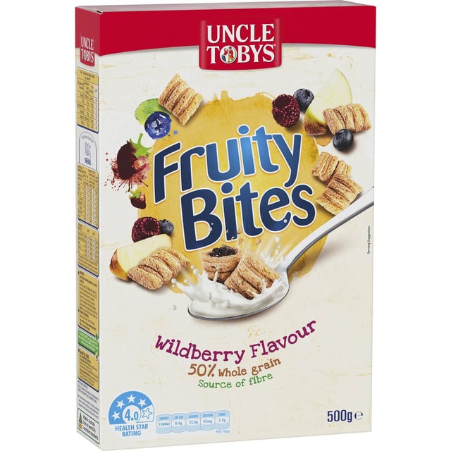 Uncle Tobys Fruity Bites Wildberry Flavour Breakfast Cereal 500g
