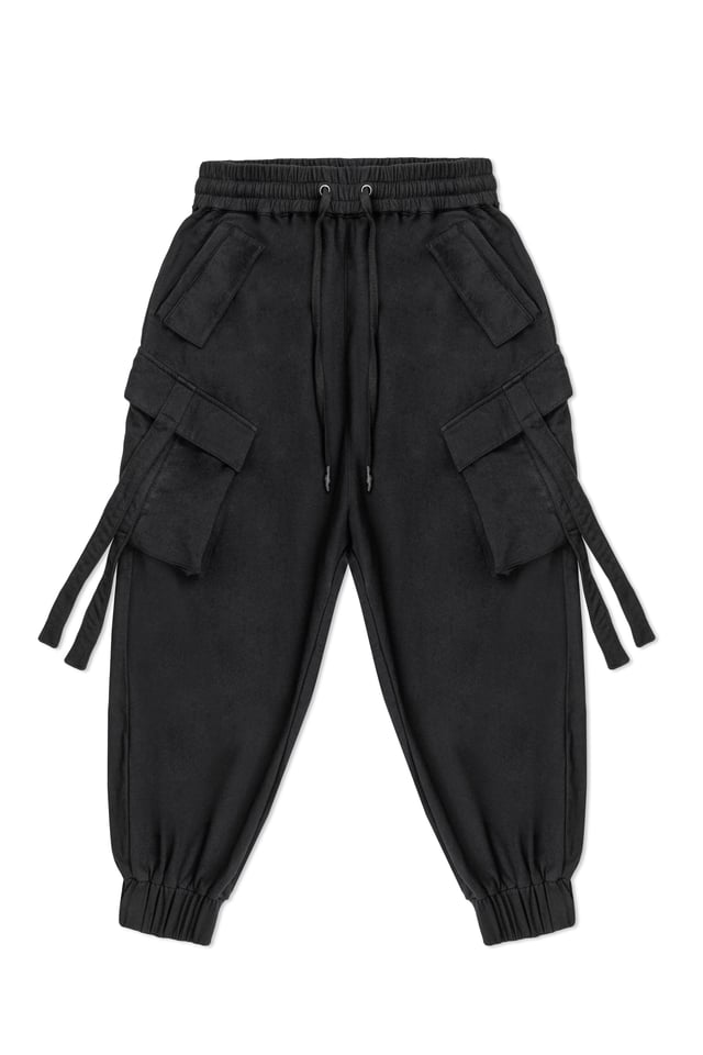 TERRY CARGO PANTS IN BLACK