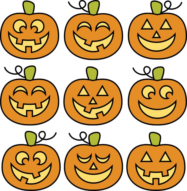 9 Pumpkins Faces