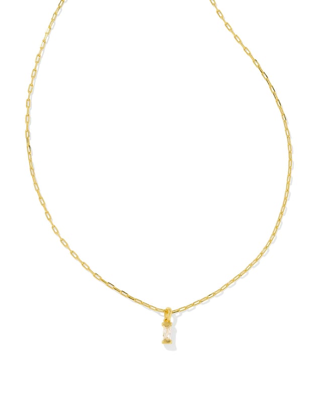 Phoebe Gold Short Pendant Necklace in White Crystal