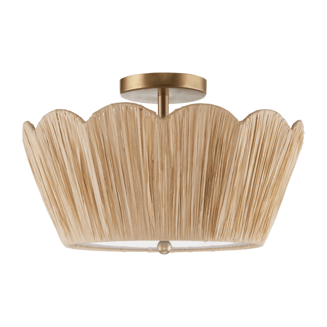Lampe de plafond festonnée en Raffia