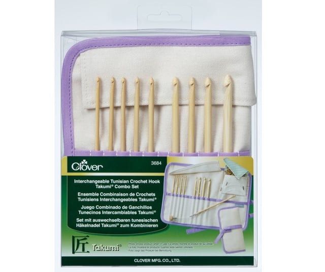 Clover Tunisian Crochet Hook Interchangeable Set (Sizes E to L)