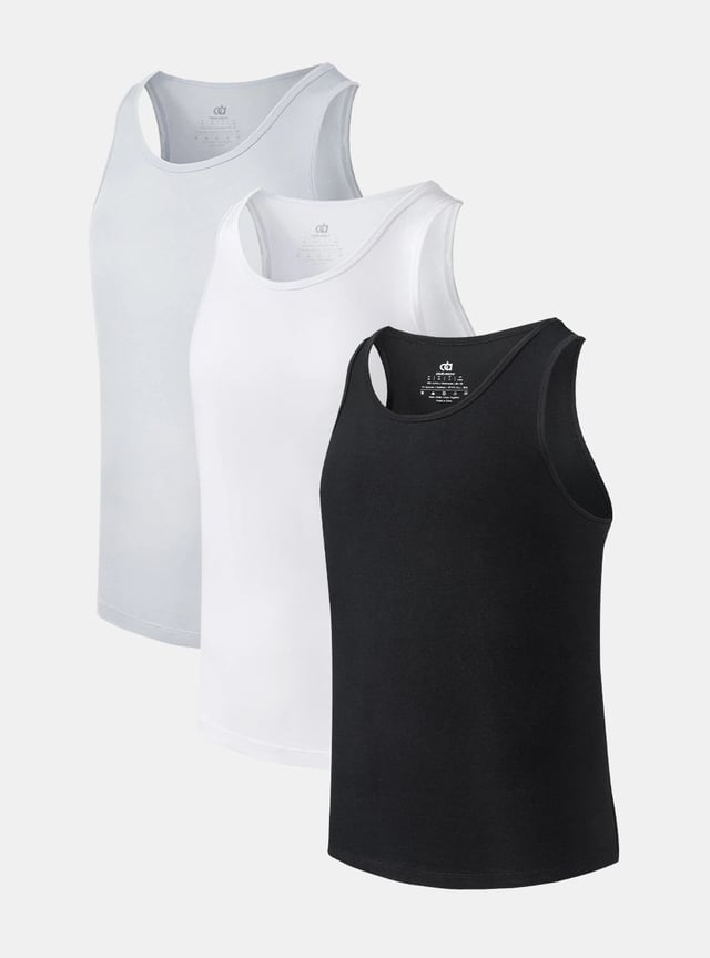 3 Packs Bamboo Rayon Crew Neck Tank Tops