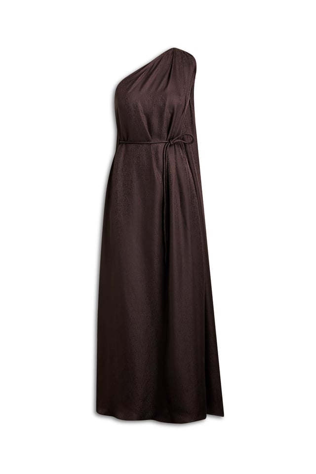 SILK JACQUARD ONE SHOULDER DRESS
