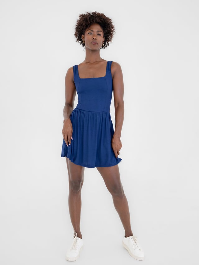 The Mari Skort Dress, Ribbed Lapis