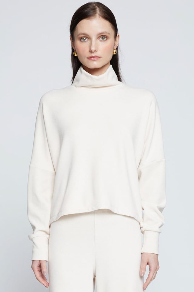Stateside Honeyluxe Flatback Rib Dropped Dolman Top in Cream