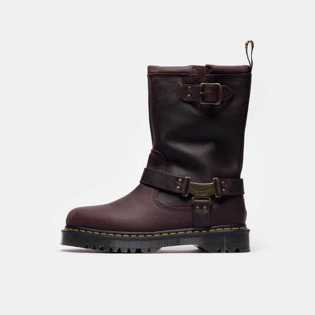 Anistone Hi Leather Biker Boot in Dark Brown