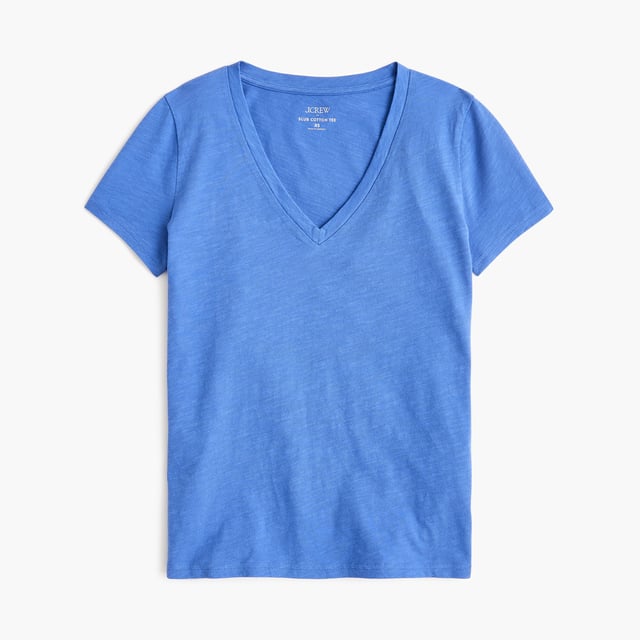 Short-sleeve vintage cotton V-neck tee