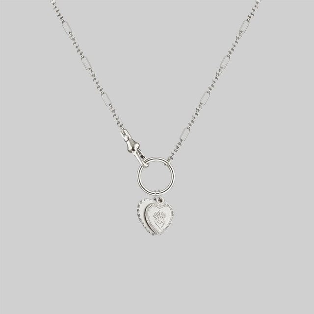 VALENTINA. Multi Heart Charm Clasp Necklace - Silver