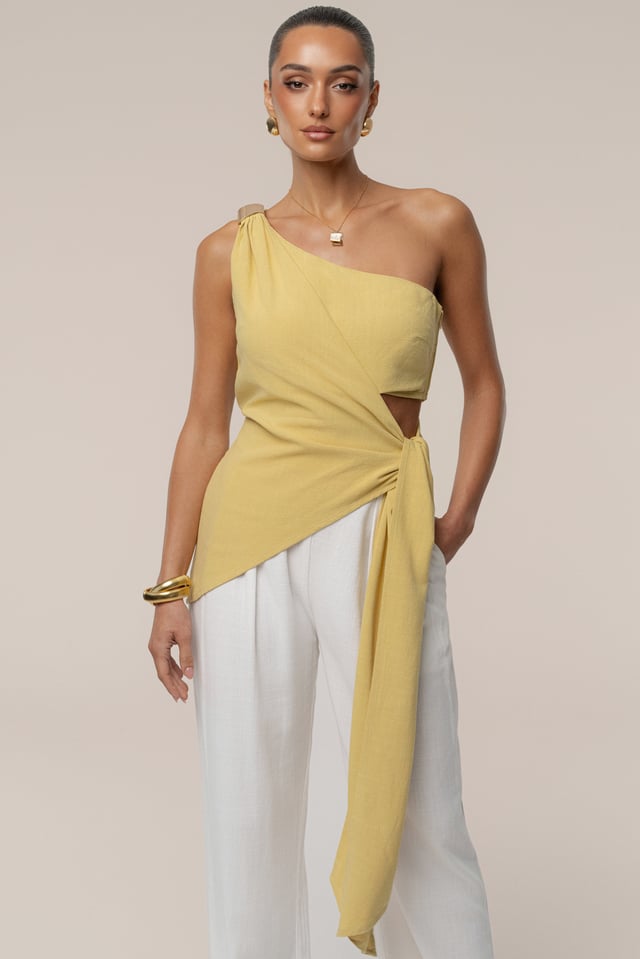 Yellow Palmera One Shoulder Top