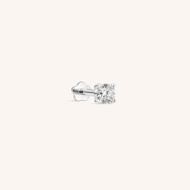 14K Solid Gold Tiny Diamond Threaded Labret Earring