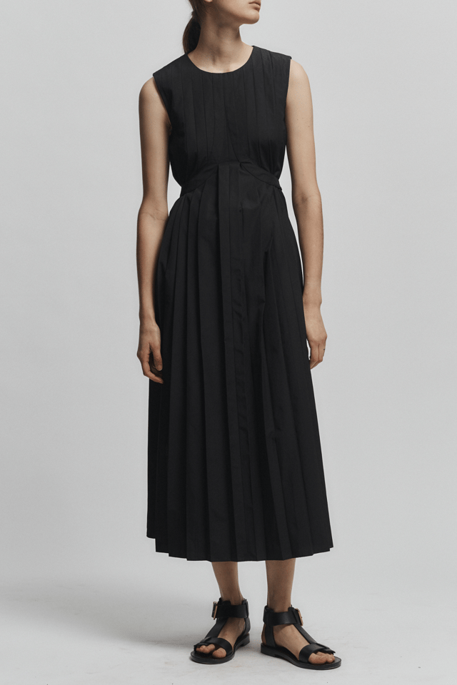Judson Pleated Maxi Dress, Black