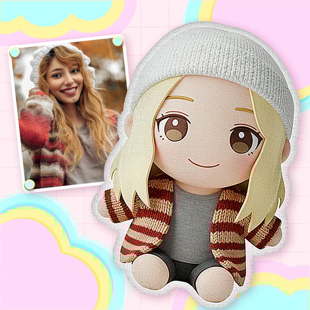 Custom Photo Plush Doll Pillow Personalized Cartoon Mini Me Plush Pillow Gift for Him
