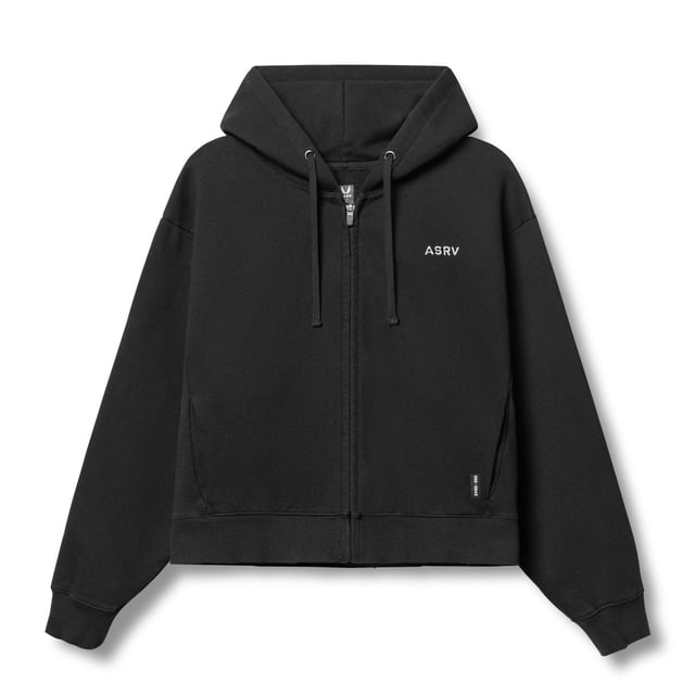 0843. Tech Essential™ Distressed Full Zip Hoodie - Black