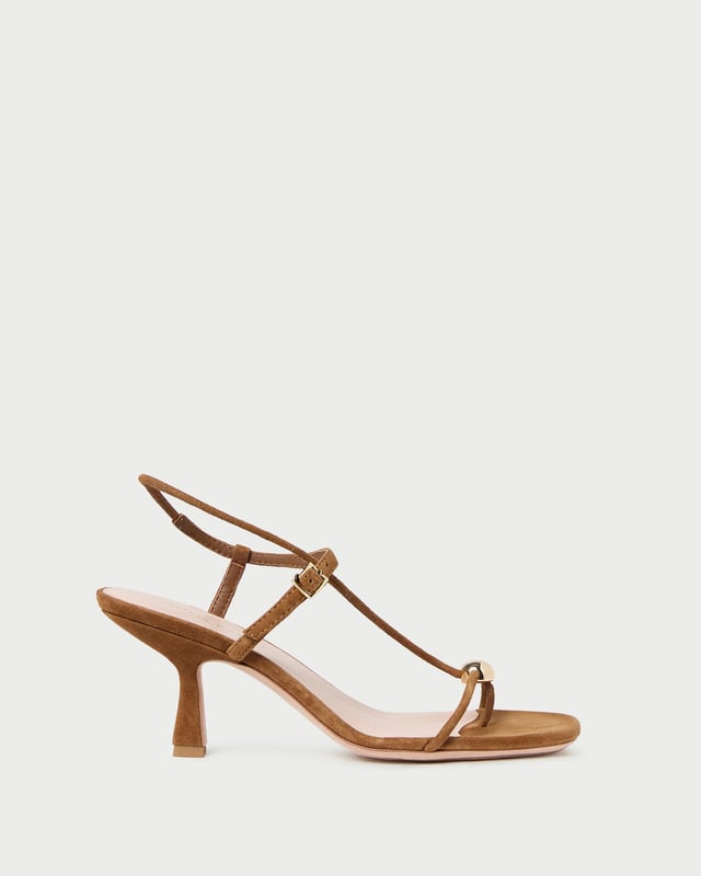 Triana Cacao Suede Mid-Heel Sandal