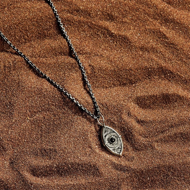 Utmost Safety - Evil Eye Black Onyx Silver Necklace