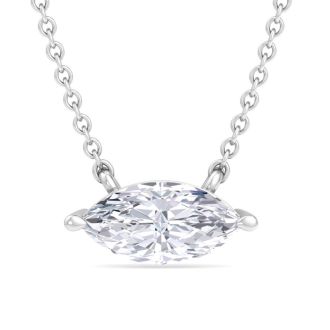 2 Carat Marquise Shape Lab Grown Diamond Solitaire Necklace In 14 Karat White Gold (G-H, VS2)