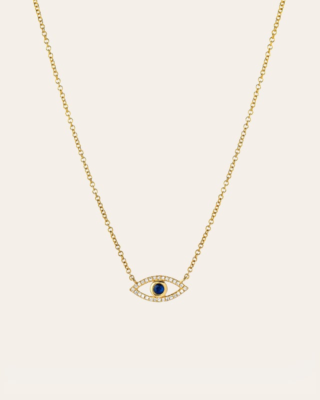 Diamond & Sapphire Evil Eye Necklace