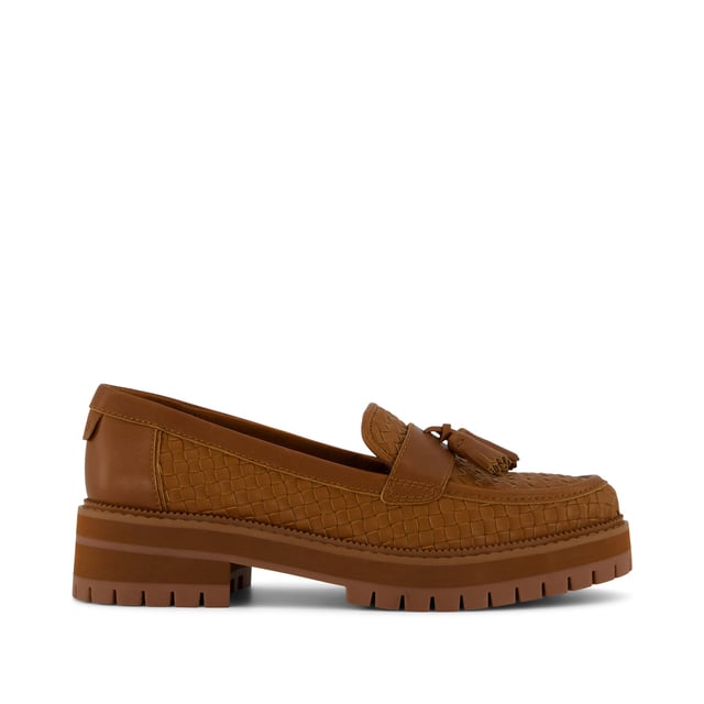 Womens Cara Loafer Amber Brown Basketweave Leather