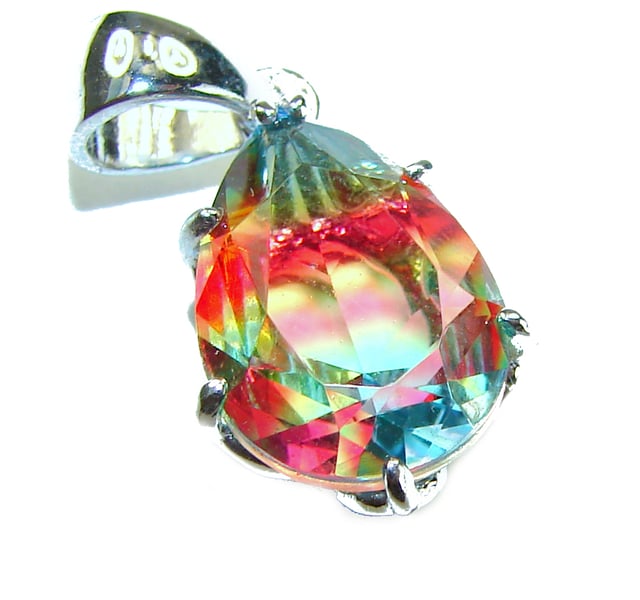 7.2 carat oval cut Brazilian Tourmaline .925 Sterling Silver Perfectly handcrafted  pendant