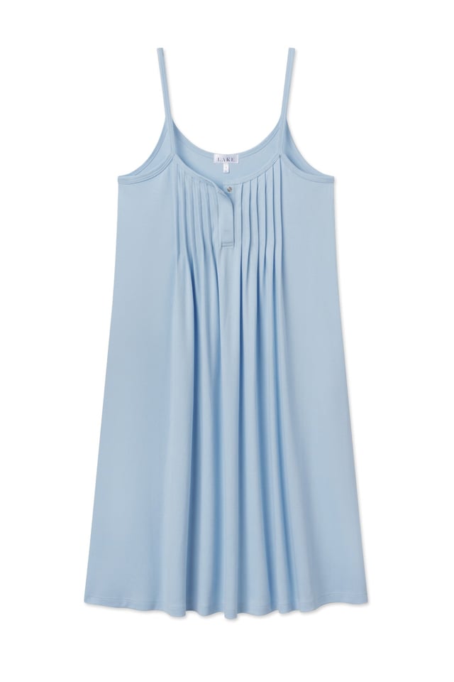 Maternity Pima Pleat Neck Nightgown in French Blue