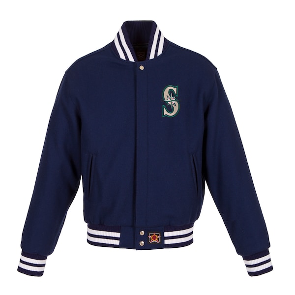 Women's Seattle Mariners JH Design Navy Embroidered Logo All-Wool Jacket