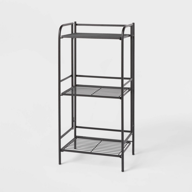 Folding 3 Narrow Shelves Black - Brightroom™