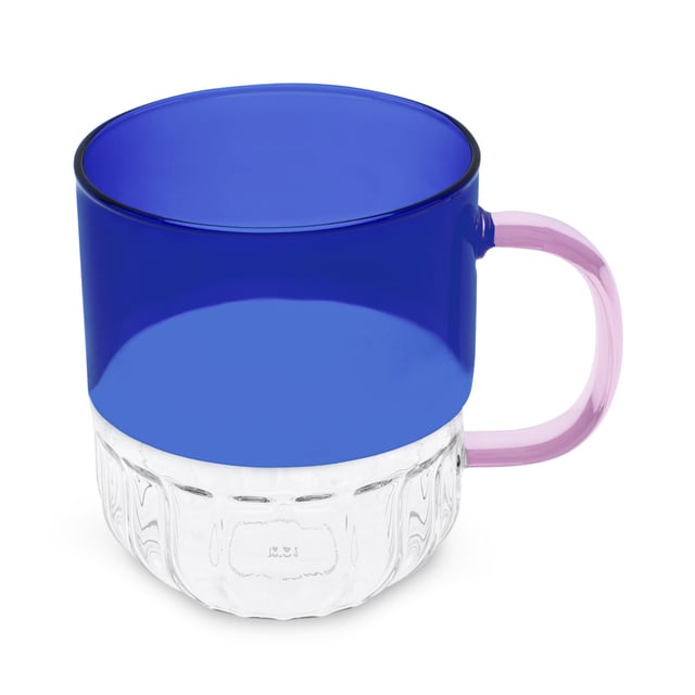 Colour Splice Glass Mug - Pink/Blue