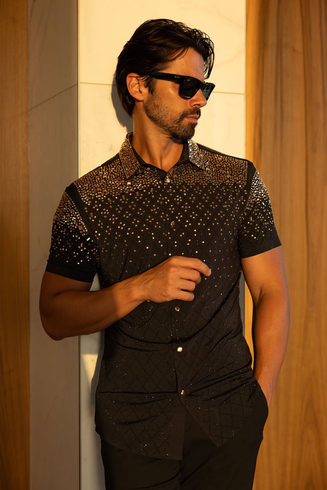 Trivon Rhinestone Short Sleeve Shirt