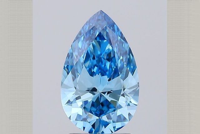 2.12 Carat Pear Blue Lab Grown Diamond FVBLU Color VS1 Clarity Very Good Cut