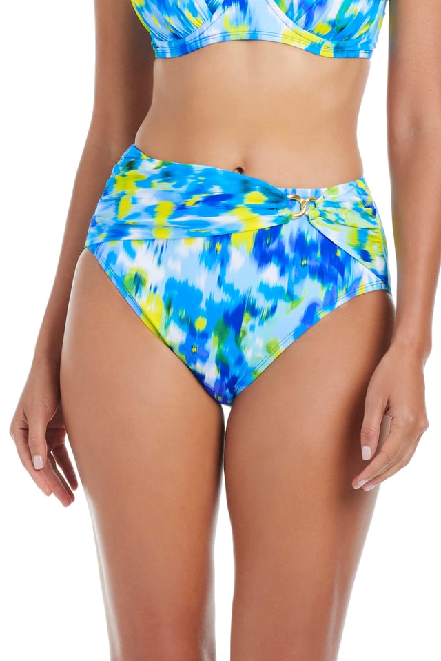 Life's A Beach Shirred High Waisted Bikini Bottom