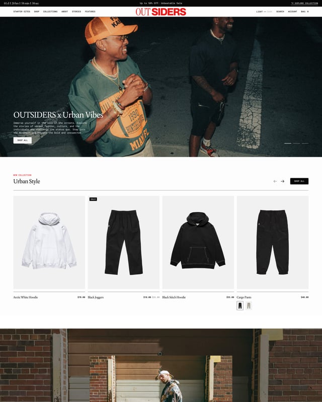 Outsiders Theme - Ecommerce Website Template