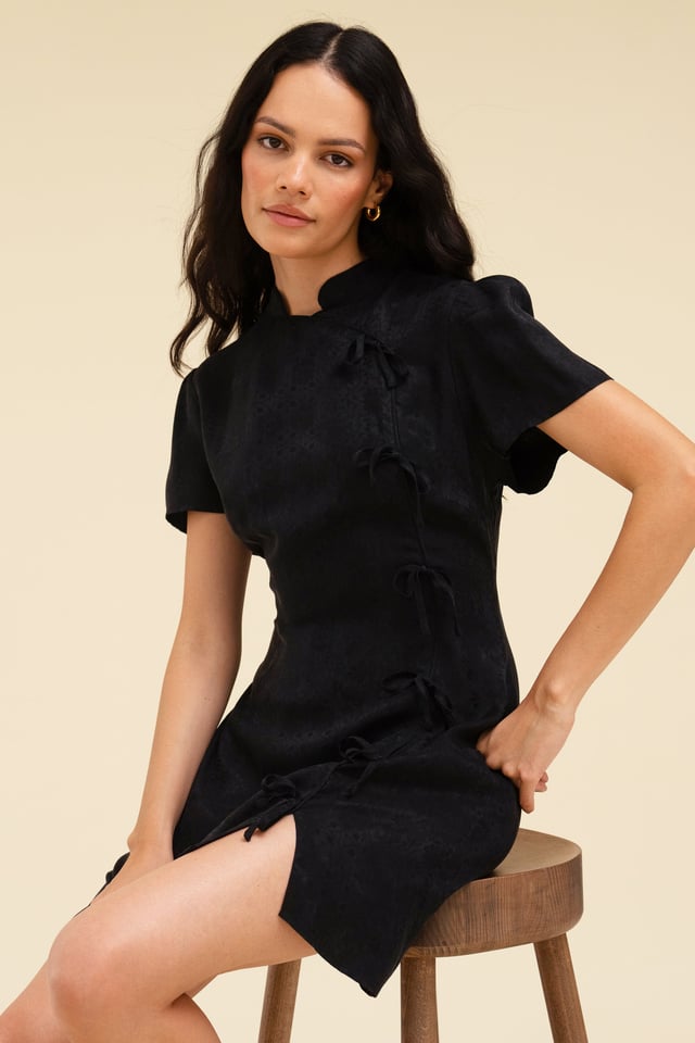 YUA DRESS - NOIR FLEUR