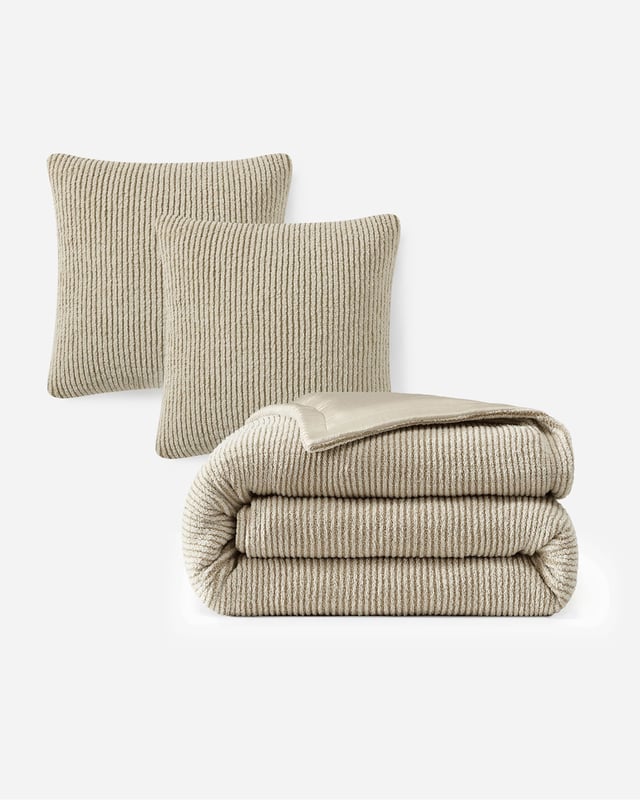 Two-Tone Snug Ribbed Bamboo Duvet Cover Bundle