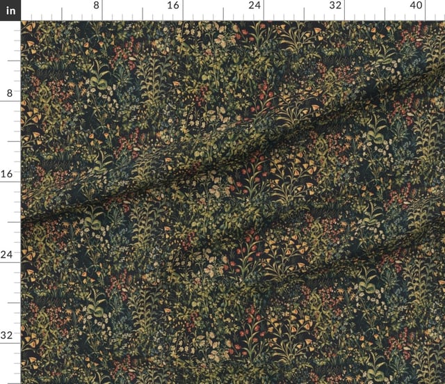 Fabric in The Unicorn Floral Tapestry Spring Night