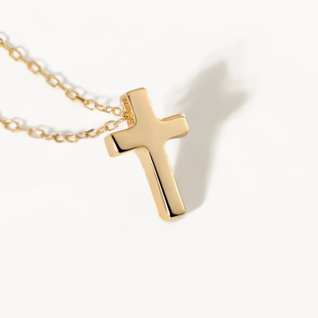 Tiny Cross Necklace in 14K Solid Gold