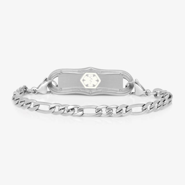 Classic Stainless Steel Medical ID Bracelet in Silver Figaro