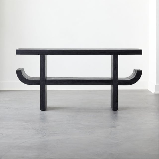 Pagoda 60" Black Acacia Wood Console Table