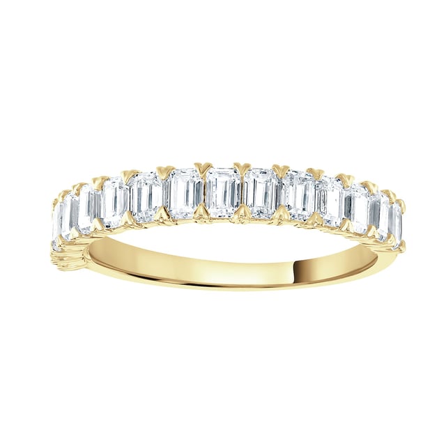 18ct Yellow Gold 1.33cttw Emerald Cut Claw Set Half Eternity Ring
