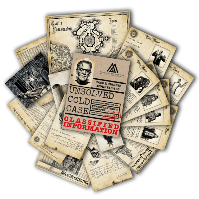 Halloween Cold Case File Murder Mystery Game - Find Frankenstein's Brain Escape Room - Perfect Date Night Game - Phys