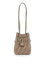 'Mini Origami' Beige Crossbody Bag with All-Over FF Logo in Cotton Blend Woman