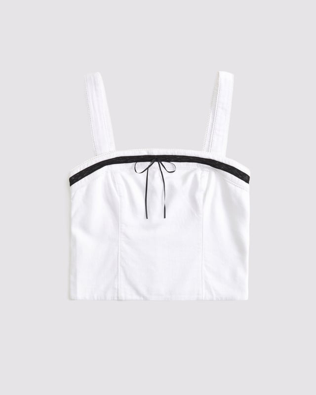 Linen-Blend Strapless Set Top