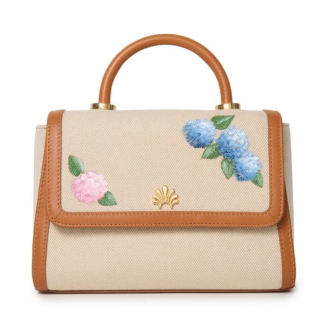 HAND PAINTED HYDRANGEA TABITHA TOP HANDLE CROSSBODY
