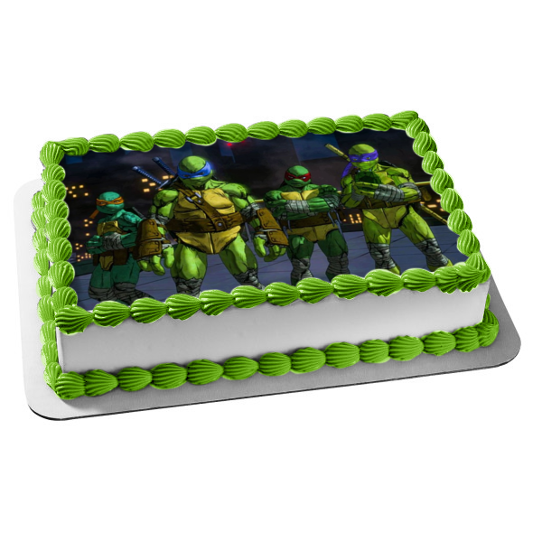 Teenage Mutant Ninja Turtles: Mutant Mayhem Leonardo Donatello Raphael and Michelangelo Edible Cake Topper Image ABPID56901