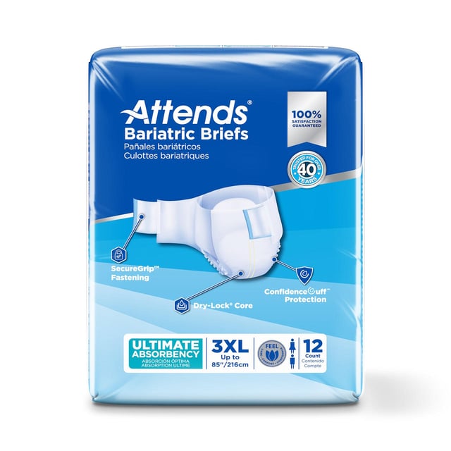 Attends Bariatric Briefs, 2XL, 3XL, 4XL, 5XL