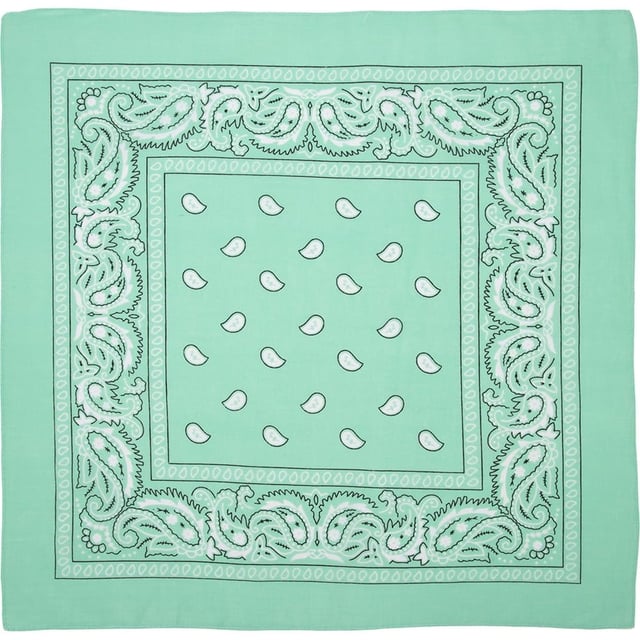 Wholesale Mint Green Paisley Bandana - 100% Imported Cotton, 22x22