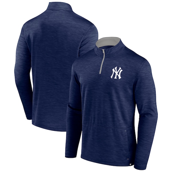 New York Yankees Fanatics Fundamentals Quarter-Zip Pullover - Heather Navy